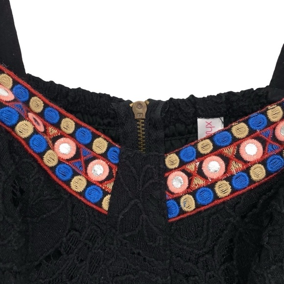 Xhilaration Black Lace Embroidered Babydoll Dress - Picture 7 of 12